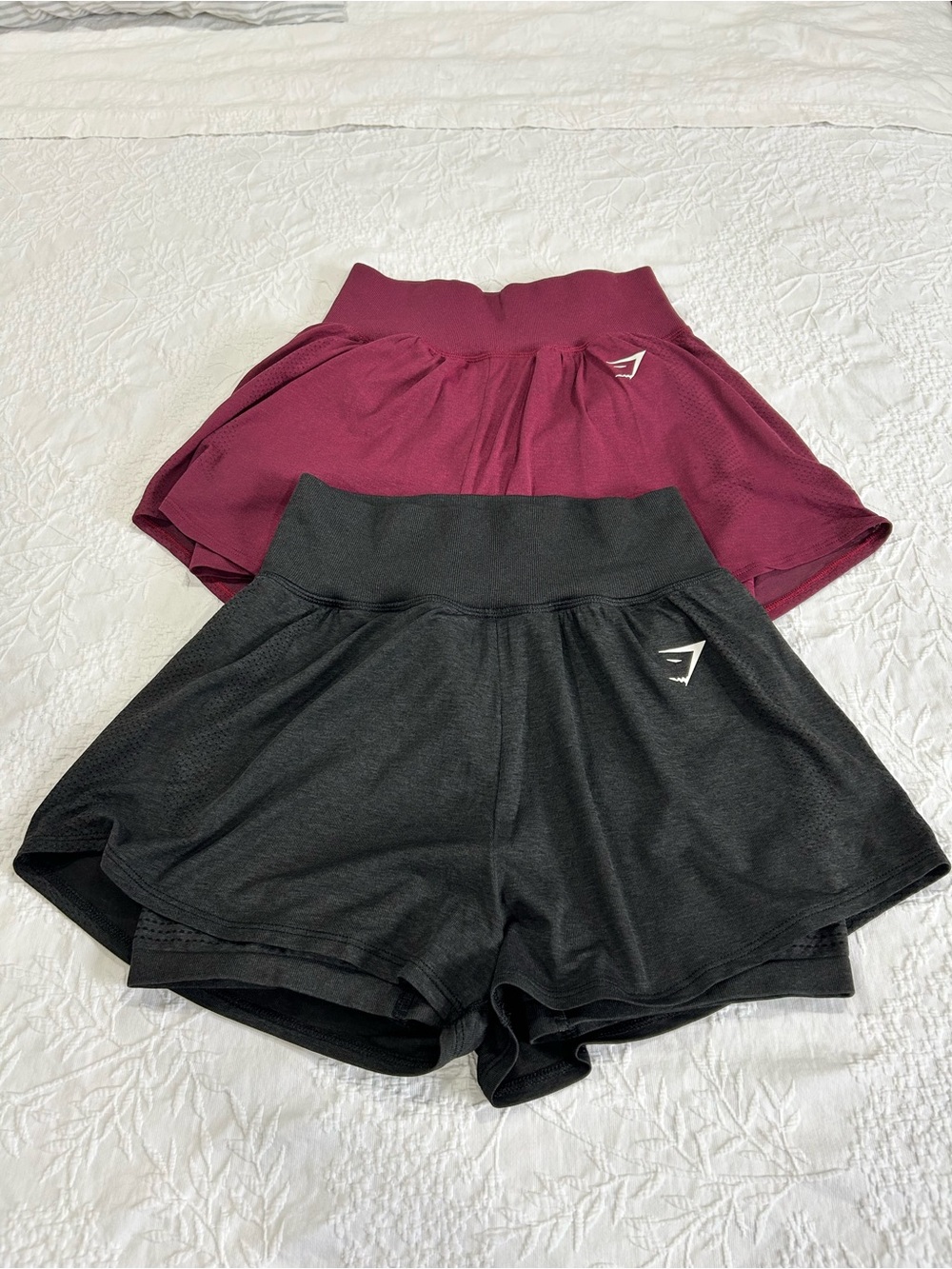 Gymshark Women's Athletic High-Waist Shorts - Black & Burgundy